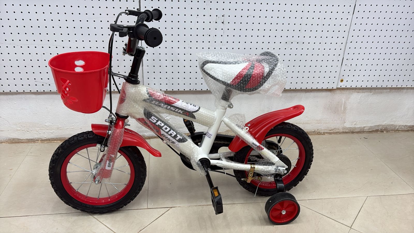 Baosika Kids Sports Bike Size 12 Inch Red And White in color
