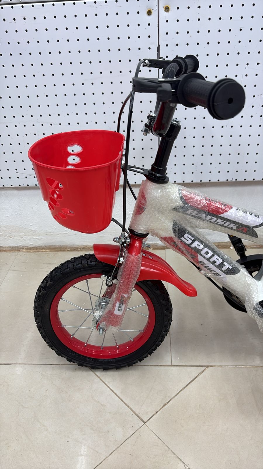 Baosika Kids Sports Bike Size 12 Inch Red And White in color - Image 3